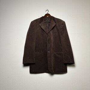 Croft & Barrow Corduroy Blazer Sport Coat Jacket Men 46R Brown Prep Office Casua